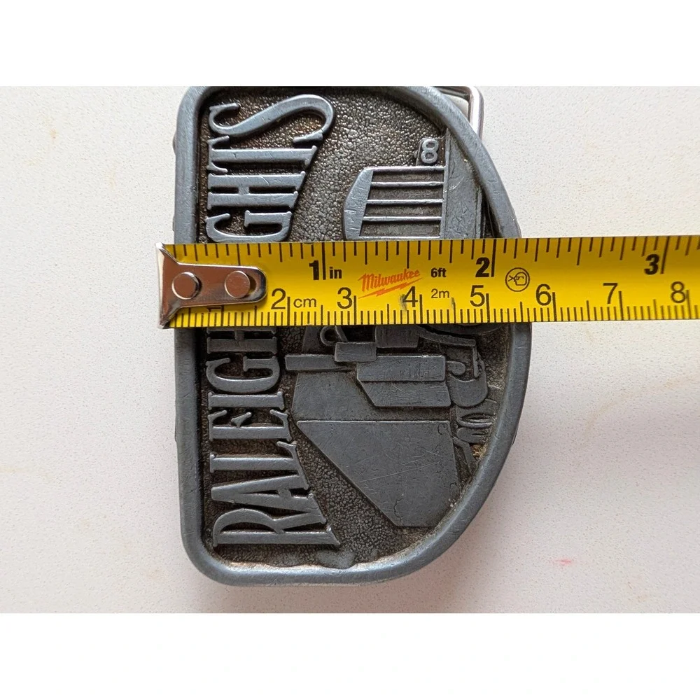 Vintage Raleigh Lights Semi Truck Belt Buckle Pewter Tone Tobacco Promo Big Rig